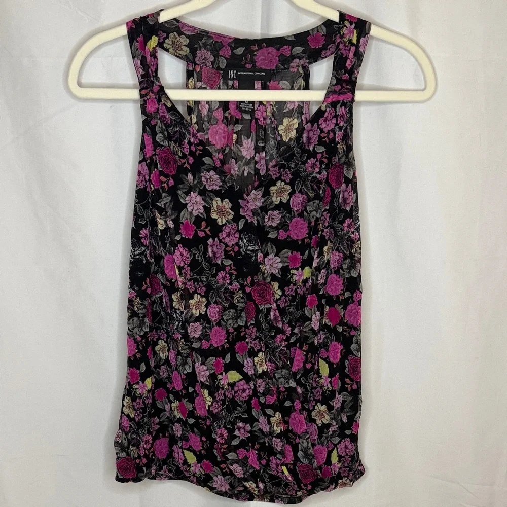 INC International Concepts Floral Sleeveless Wrap Style Tank Top Blouse - Medium - Picture 1 of 12